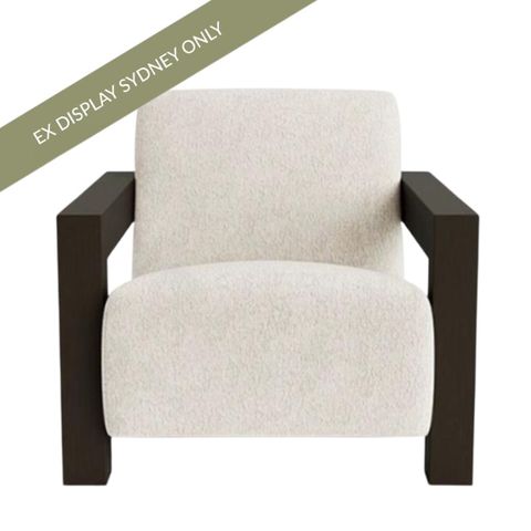 Lindsay Arm Chair - Ivory Chenille - OUTLET NSW