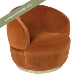 Tubby Swivel Arm Chair - Caramel Velvet - OUTLET NSW