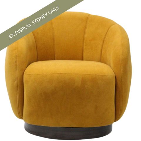 Camden Swivel Arm Chair - Mustard Velvet - OUTLET NSW
