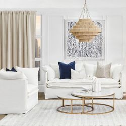 Palm Beach 3 Seater Slip Cover Sofa - White Linen - OUTLET NSW