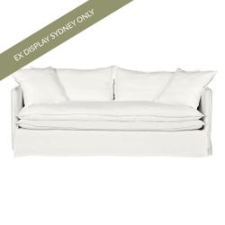 Palm Beach 3 Seater Slip Cover Sofa - White Linen - OUTLET NSW