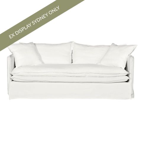 Palm Beach 3 Seater Slip Cover Sofa - White Linen - OUTLET NSW