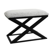 Spencer Black Timber Stool - Salt & Pepper