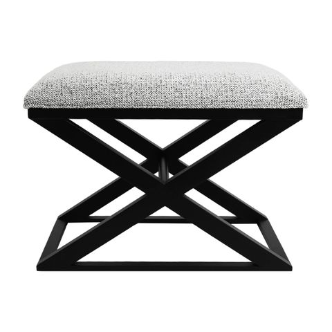 Spencer Black Timber Stool - Salt & Pepper