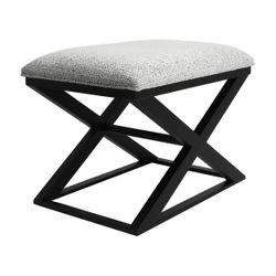 Spencer Black Timber Stool - Salt & Pepper