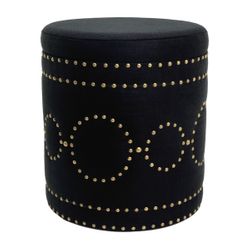 Bradshaw Round Storage Stool - Black Linen