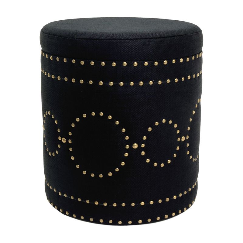 Bradshaw Round Storage Stool - Black Linen