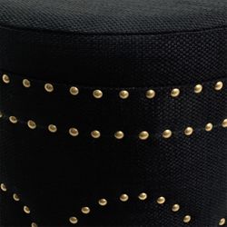 Bradshaw Round Storage Stool - Black Linen