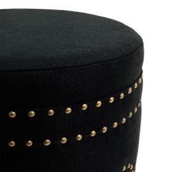 Bradshaw Round Storage Stool - Black Linen