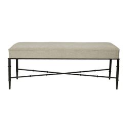 Hacienda Black Iron Bench Ottoman - Wheat