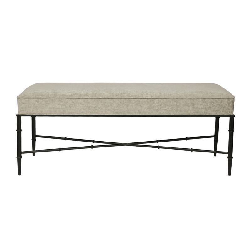 Hacienda Black Iron Bench Ottoman - Wheat
