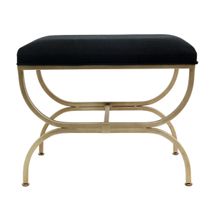 Novak Antique Gold Iron Stool - Black Linen