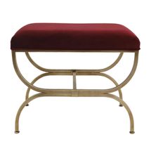 Novak Antique Gold Iron Stool - Mulberry Velvet