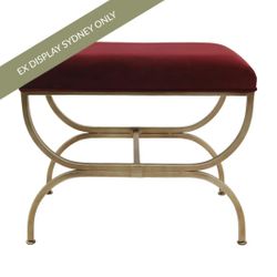 Novak Antique Gold Iron Stool - Mulberry Velvet - OUTLET NSW