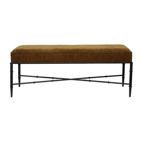 Hacienda Black Iron Bench Ottoman - Butterscotch