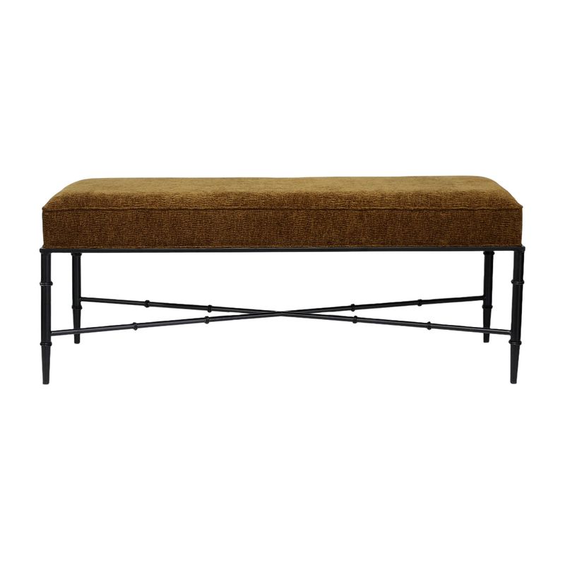 Hacienda Black Iron Bench Ottoman - Butterscotch