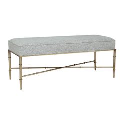 Hacienda Antique Gold Iron Bench Ottoman - Salt & Pepper
