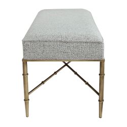 Hacienda Antique Gold Iron Bench Ottoman - Salt & Pepper