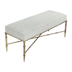 Hacienda Antique Gold Iron Bench Ottoman - Salt & Pepper