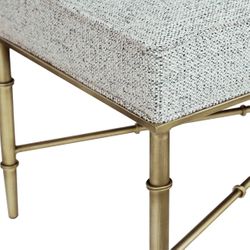 Hacienda Antique Gold Iron Bench Ottoman - Salt & Pepper