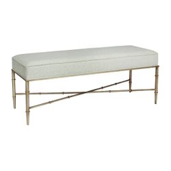 Hacienda Antique Gold Iron Bench Ottoman - Speckle Ecru