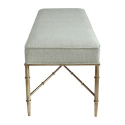 Hacienda Antique Gold Iron Bench Ottoman - Speckle Ecru