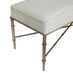 Hacienda Antique Gold Iron Bench Ottoman - Speckle Ecru