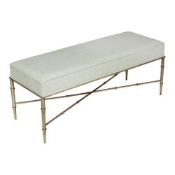 Hacienda Antique Gold Iron Bench Ottoman - Speckle Ecru