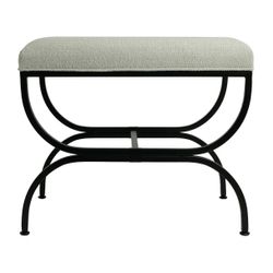 Novak Black Iron Stool - Speckle Ecru