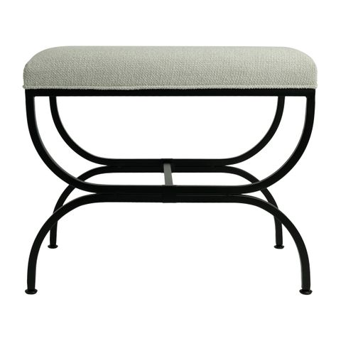 Novak Black Iron Stool - Speckle Ecru