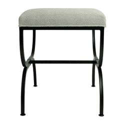 Novak Black Iron Stool - Speckle Ecru
