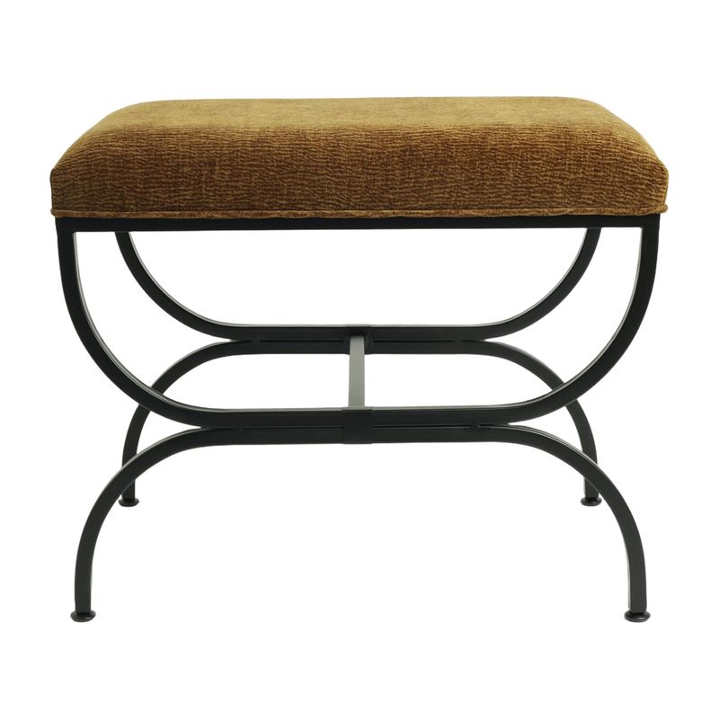 Novak Black Iron Stool -  Butterscotch