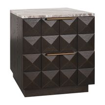 Benedict Smoked Oak Bedside Table - River Brown Marble