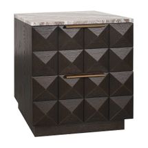 Benedict Smoked Oak Bedside Table - River Brown Marble