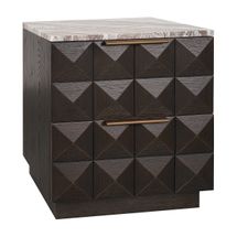 Benedict Smoked Oak Bedside Table - River Brown Marble