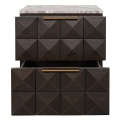 Benedict Smoked Oak Bedside Table - River Brown Marble