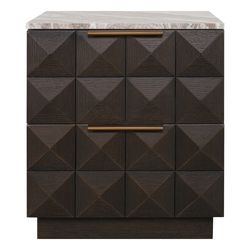 Benedict Smoked Oak Bedside Table - River Brown Marble