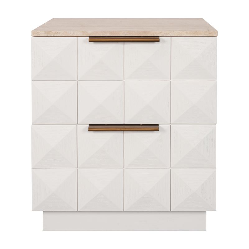 Benedict White Oak Bedside Table - Travertine
