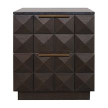Benedict Smoked Oak Bedside Table - Black Marble