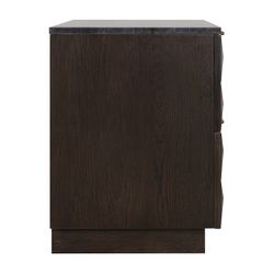 Benedict Smoked Oak Bedside Table - Black Marble