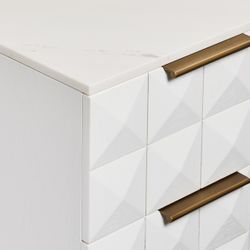 Benedict White Oak Bedside Table - White Marble