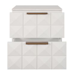 Benedict White Oak Bedside Table - White Marble