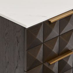 Benedict Smoked Oak Bedside Table - White Marble