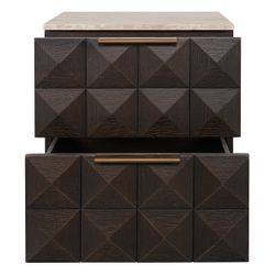 Benedict Smoked Oak Bedside Table - Travertine