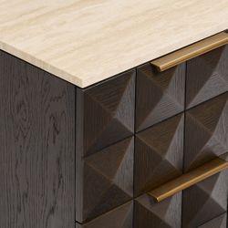 Benedict Smoked Oak Bedside Table - Travertine