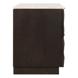 Benedict Smoked Oak Bedside Table - Travertine