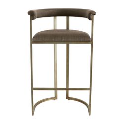 Dino Bar Stool with Upholstered Arms - Chocolate Linen