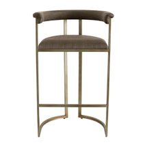 Dino Bar Stool with Upholstered Arms - Chocolate Linen