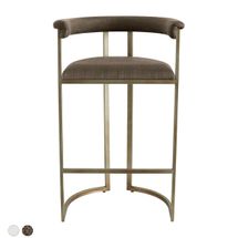 Dino Bar Stool with Upholstered Arms - Chocolate Linen