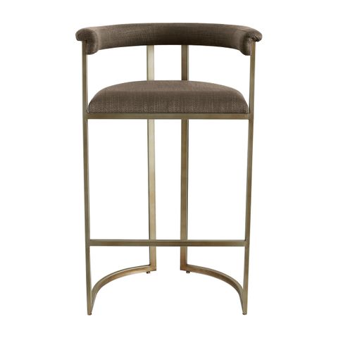 Dino Bar Stool with Upholstered Arms - Chocolate Linen